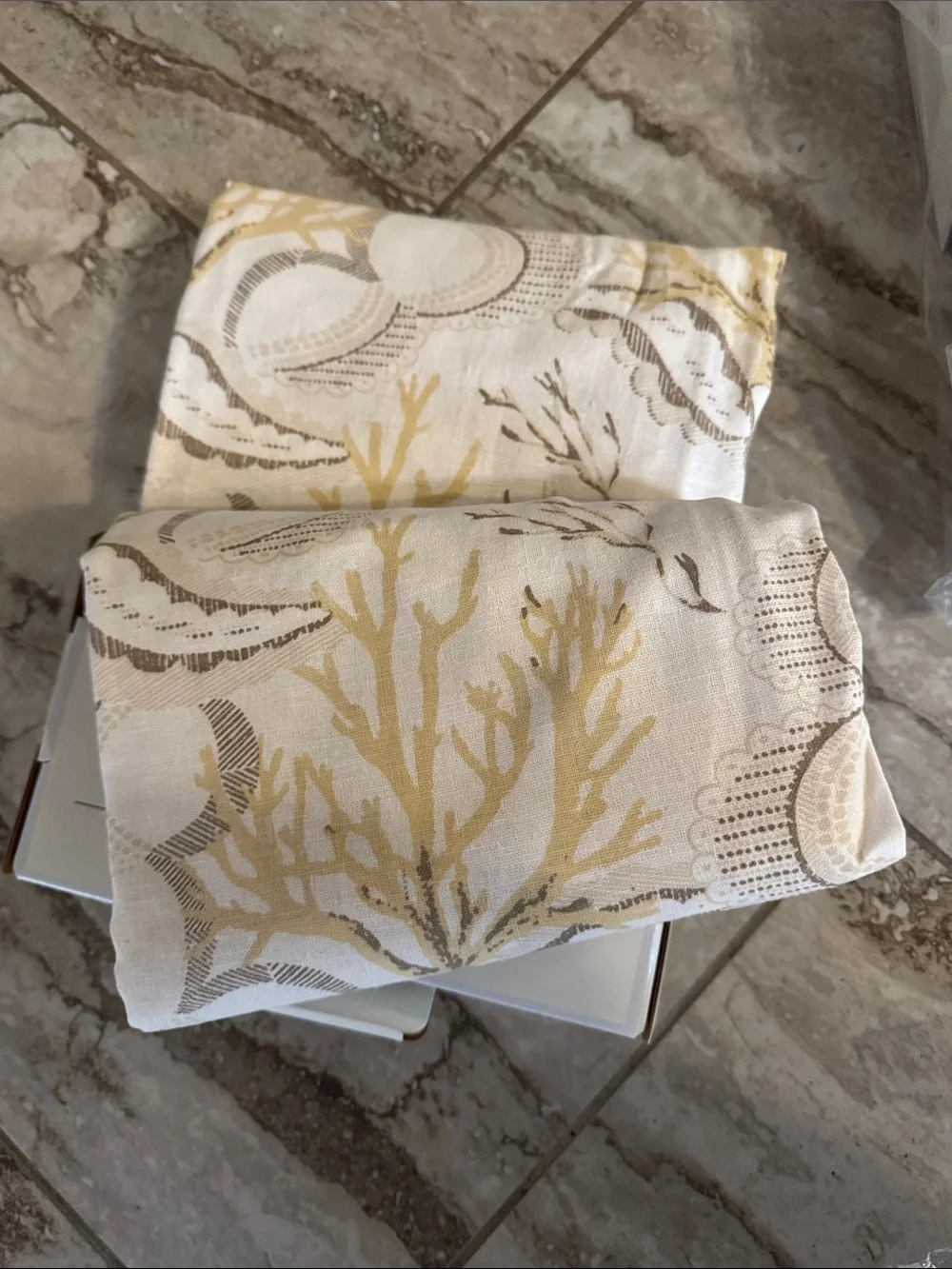 Threshold Botanical Rectangular Tablecloth in Beige, Gold, Taupe 84 x 60 Beach,